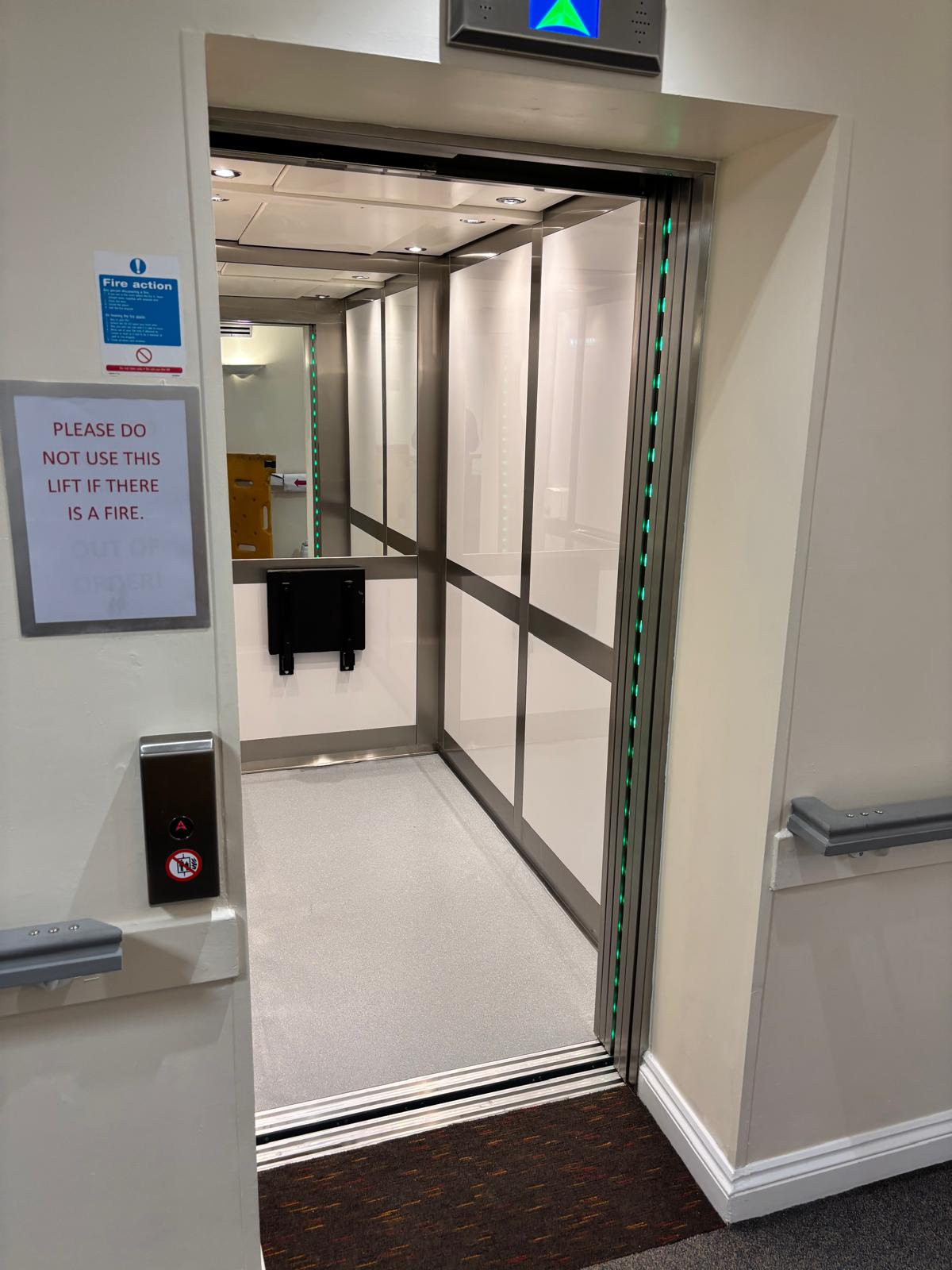 Completed passenger lift installed at a care home in Leeds